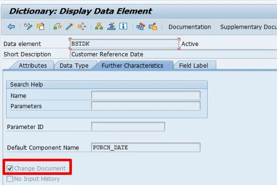 change document in data element