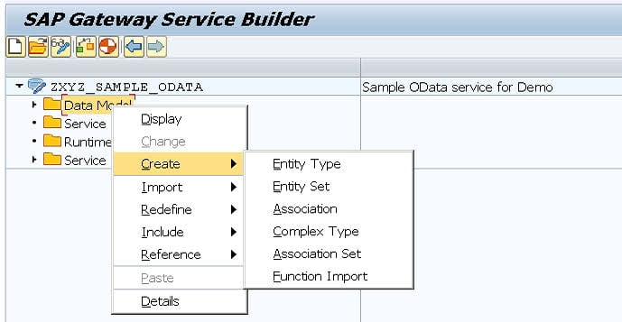 creating data model in OData 