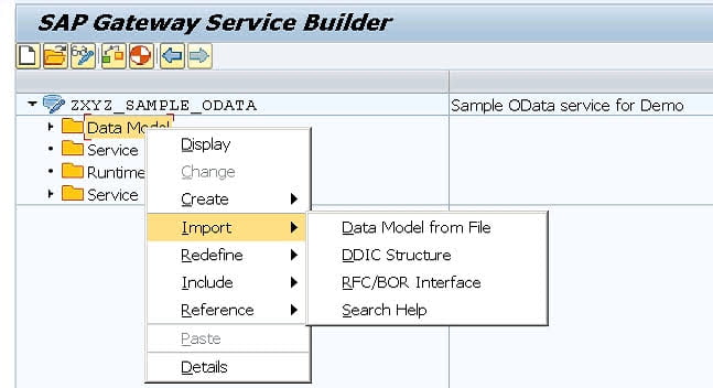 creating data model by import option