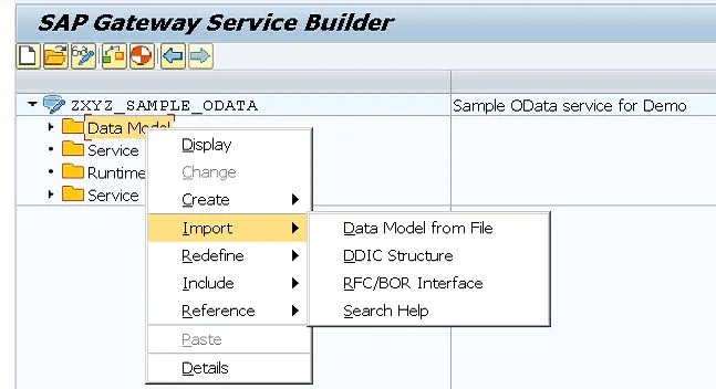 creating data model by import option