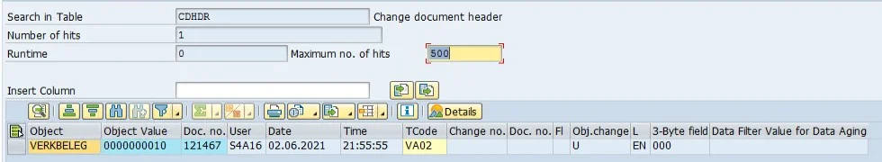 CDHDR table structure