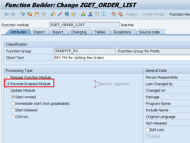 Remote Enabled Function Module