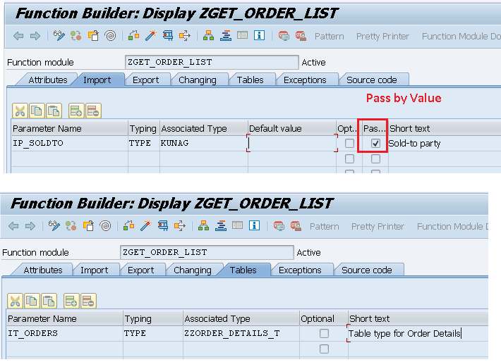 Function Module parameter pass by value