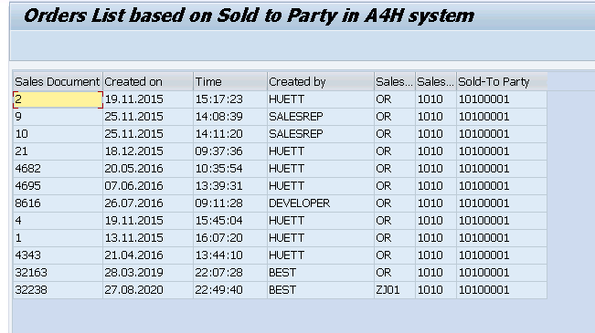 Selection screen output